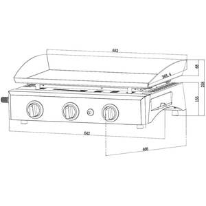 Gas BBQ 3 Burner Plancha in Stainless Steel with Stand and Side Tables - Black by Callow