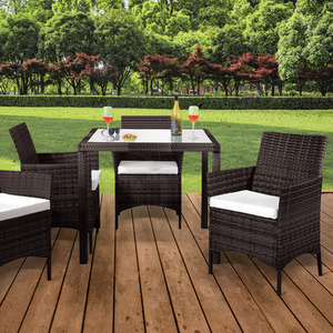 5PC Square Rattan Dining Garden Set - Brown by Comfy Living