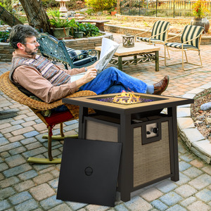 Outsunny 50,000 BTU Gas Fire Pit Table - Brown by Outsunny