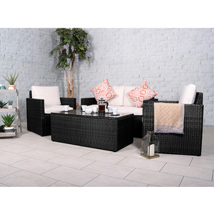 Berlin 4 Piece Sofa Lounging Set - Black / 4 by Royalcraft