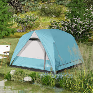 Outsunny 3-4 Person Camping Tent, 3-4 Man Tent - Blue by Outsunny