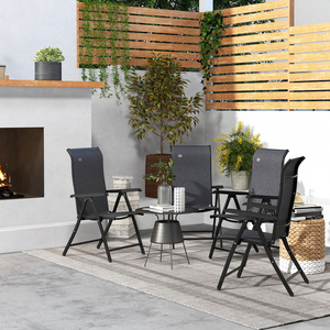 Outsunny Outdoor Rattan Folding Chair Set of 4 with Adjustable Back - Grey by Outsunny