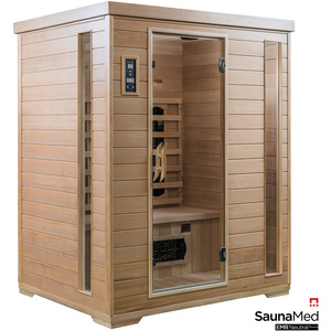 3 Person Indoor Classic Hemlock FAR Infrared Sauna EMR Neutral - Brown by SaunaMed
