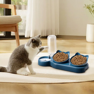 3-in-1 Tilt Pet Bowl with Automatic Water Bottle by Livingandhome