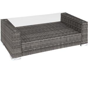 Rattan Garden Set Munich 4 Seats 1 Table - Grey by tectake