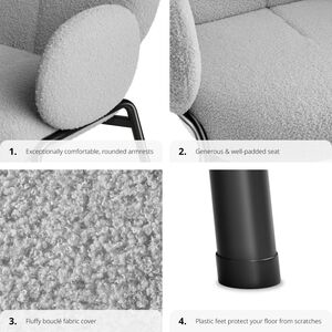 Dining Chair Scandi - Padded Boucle Cover, High Backrest by tectake