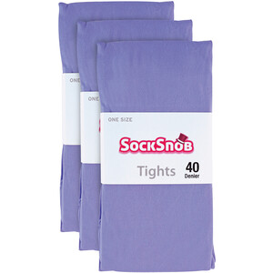 3 Pair 40 Denier Comfortable Soft Bright Pastel Coloured Tights - Purple by Sock Snob