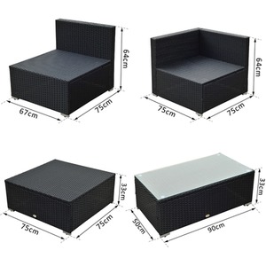 Outsunny 5 Pieces Rattan Sofa Set - Black by Outsunny