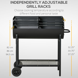 Outsunny Trolley Charcoal BBQ Grill - Black by Outsunny