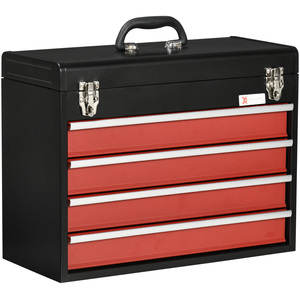 DURHAND Drawer Tool Chest Lockable Tool Box Ball Bearing Runners - Black, Red / 39.5cm by DURHAND