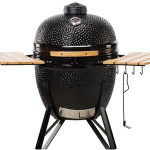 Grande Ceramic BBQ Grill in Black - Black by KAMADO BONO