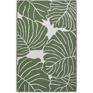 Homescapes Outdoor Rug Luxury Waterproof Reversible, Green Ada Botanical by Homescapes