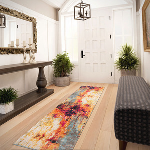 Bold Multicolour Distressed Abstract Living Area Rug by The Rug House