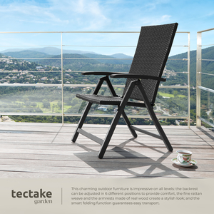 Garden Chair Canberra With Reclining Function - Black by tectake