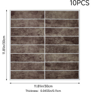 Livingandhome Set of 10 Self-Adhesive Wall Tile Stickers - Grey-Green by Livingandhome