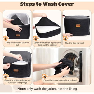 Dog Car Seat, Soft Velvet Dog Booster Seats with Thick Cushion - Black by Nobleza