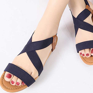 Elasticated Front Cross Strap Sandals