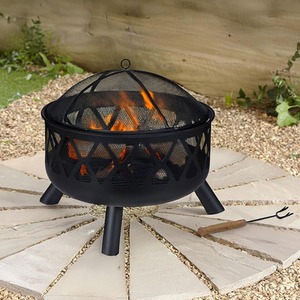 Fire Pit Bowl with Lid Outdoor - Black
