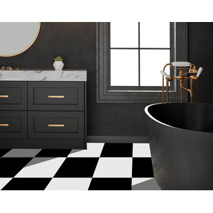 Floor Tile Plain 30.5x30.5cm Black White 10 Tiles Per Pack - Black,White by Arthouse