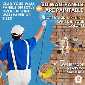 3D Wall Panels (96x48 cm) PVC Cladding Panel Rustic Brick Effect by NOVECRAFTO