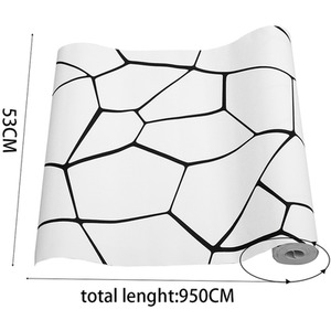 HomeScape Wallpaper Monochrome Cracked Stone Look - Black and White by Kindred Trading LTD