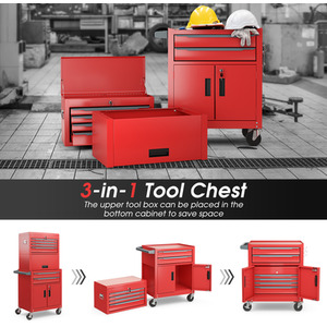 3-in-1 Tool Storage Cabinet Rolling Tool Chest by Costway