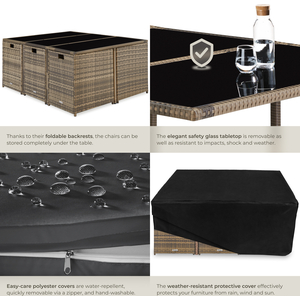 Malaga 641 Rattan Garden Furniture Set with Protective Cover by tectake