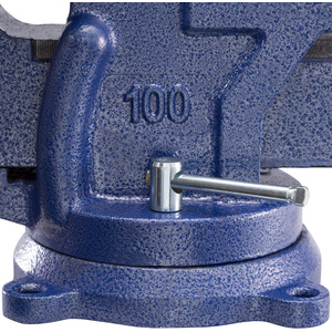 Bench Vice - cast iron, with anvil, rotatable, 2 locking screws - Blue / 10cm by tectake