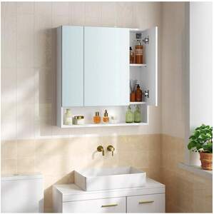 VASAGLE Bathroom Mirror Cabinet - White by VASAGLE