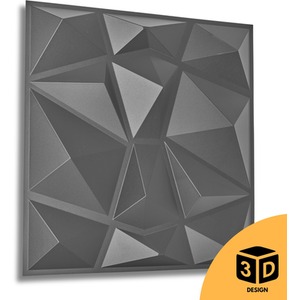 3D Wall Panels (50x50 cm) PVC Cladding Panel Silver Diamond Design by NOVECRAFTO