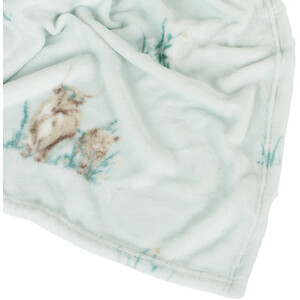 Highland Cow Printed Fleece Throw - Blue by My Home