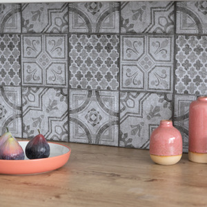 Moroccan Style Self Adhesive Wall Tiles - Grey by d-c-fix