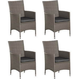 Outsunny 4PC Rattan Chair Patio Sofa Chairs Set - Grey / Metal Polyester Polyethylene by Outsunny