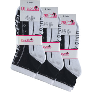 6 Pair Novelty Funny Lace Up Socks That Look Like Shoes by Sock Snob