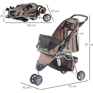 Pawhut Pet Travel Stroller - Brown by Pawhut