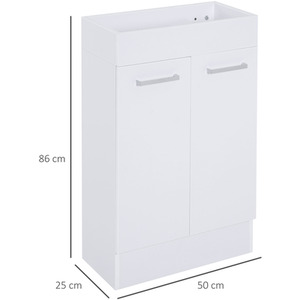 kleankin Bathroom Vanity Unit Wash Basin and Base Cabinet - White by kleankin