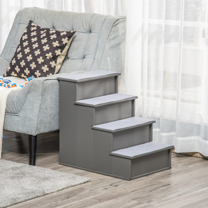 PawHut 4 Step Cushioned Pet Stairs - Grey by PawHut