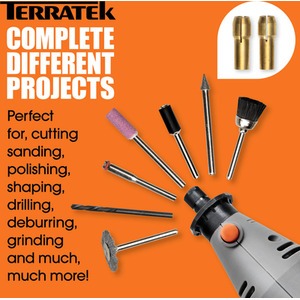 Rotary Tool Kit Variable Speed 135W and 150pc Accessory Set - Grey by Terratek