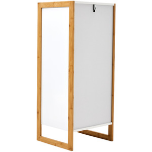 Bathroom Cabinet with Raised Bamboo Frame - White by lifeideas