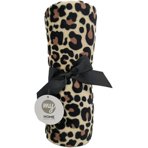 Leopard Print Fleece Throw - Multicolour by MyHome