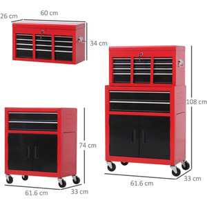 HOMCOM Portable Toolbox - Red by HOMCOM