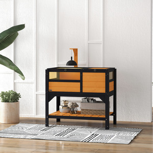 PawHut Wooden Tortoise House with Shelter - Natural by PawHut