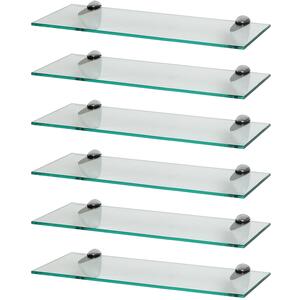 Floating Glass Bathroom Wall Shelves - 50cm - Chrome / 6 by Harbour Housewares