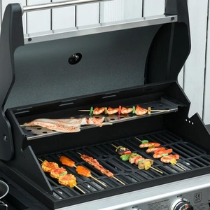 Gas Barbecue Grill 4 in 1 Burner Garden Smoker BBQ Trolley - Grey