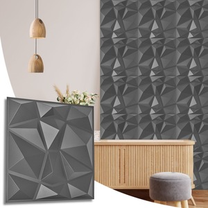 3D Wall Panels (50x50 cm) PVC Cladding Panel Silver Diamond Design by NOVECRAFTO