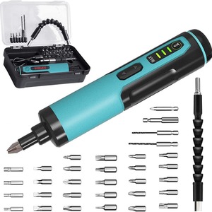 Electric Screwdriver with 33 Magnetic Bits Set - Black