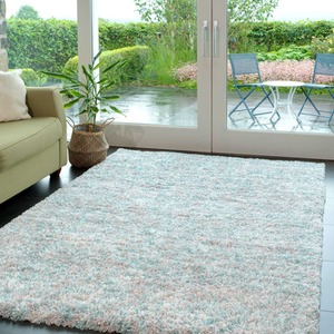 Duck Egg Blue Grey Mottled Shaggy Area Rug by The Rug House