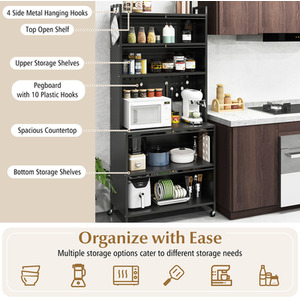 6-Tier Kitchen Pantry Cabinet - Black by Costway