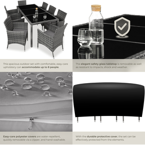 Rattan Garden Furniture Set 81 With Protective Cover - Mottled Grey/Grey by tectake