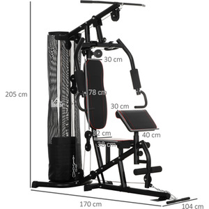 HOMCOM Multi-Exercise Gym Workout Station with 45Kg Weight Stack by HOMCOM